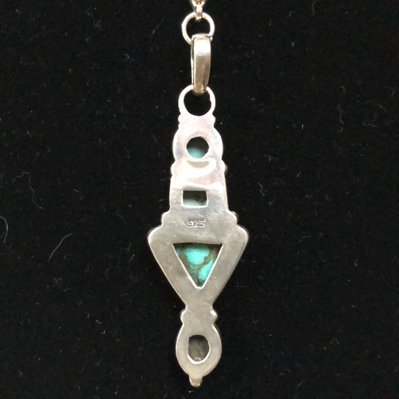SOLD Turquoise and 925 sterling silver drop. - Picture 2 of 3